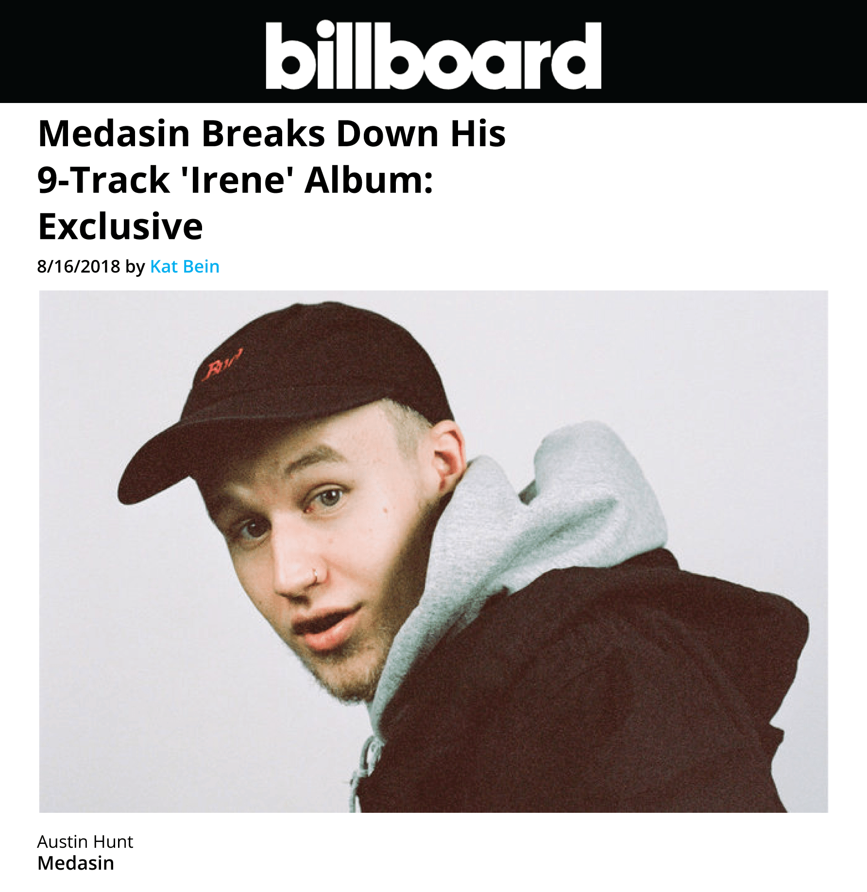 Access Counseling Group client Medasin of 9-track album titled Irene